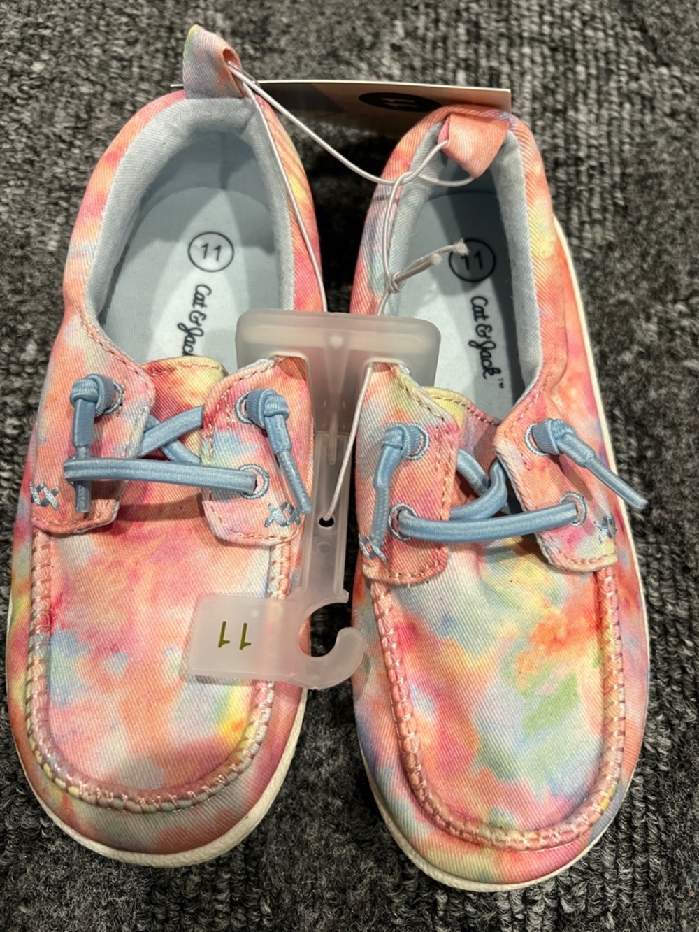 Cat & Jack Kids Tie-Dye Moccasin Boat Shoes with Light Blue Laces